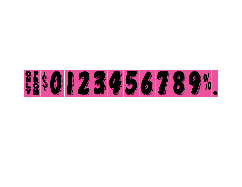 WINDSHIELD FLUORESCENT NUMBERS - 7 1/2 INCH BLACK & HOT PINK