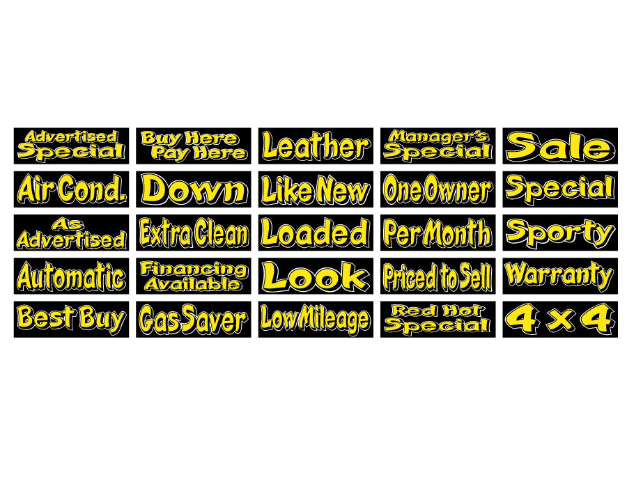 WINDSHIELD NUMBERS & SLOGANS - DIE CUT GRAPHIC SLOGANS