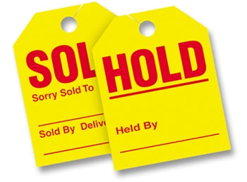 SOLD / HOLD REARVIEW HANG TAGS