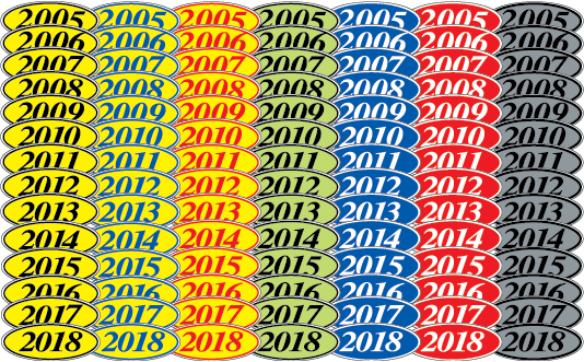 WINDSHIELD E-Z OVAL YEAR MODEL SIGNS RED & YELLOW