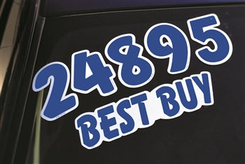 WINDSHIELD DIE CUT NUMBERS BLUE & WHITE