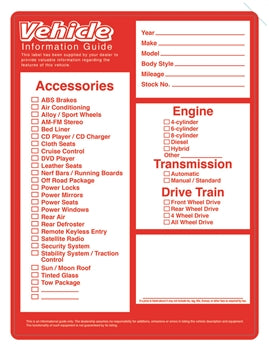 VEHICLE INFORMATION STICKER