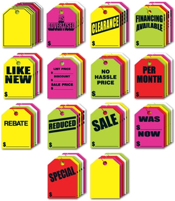 FLUORESCENT MIRROR REAR VIEW HANG TAGS