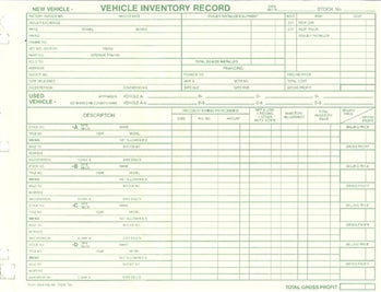 VEHICLE INVENTORY RECORD